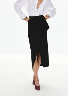 Skirt with slit and ruffle detail — Black 1