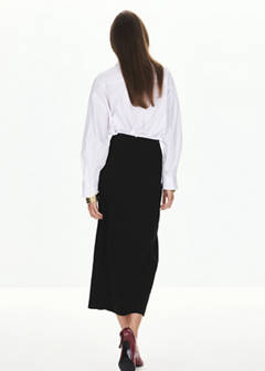 Skirt with slit and ruffle detail — Black 3