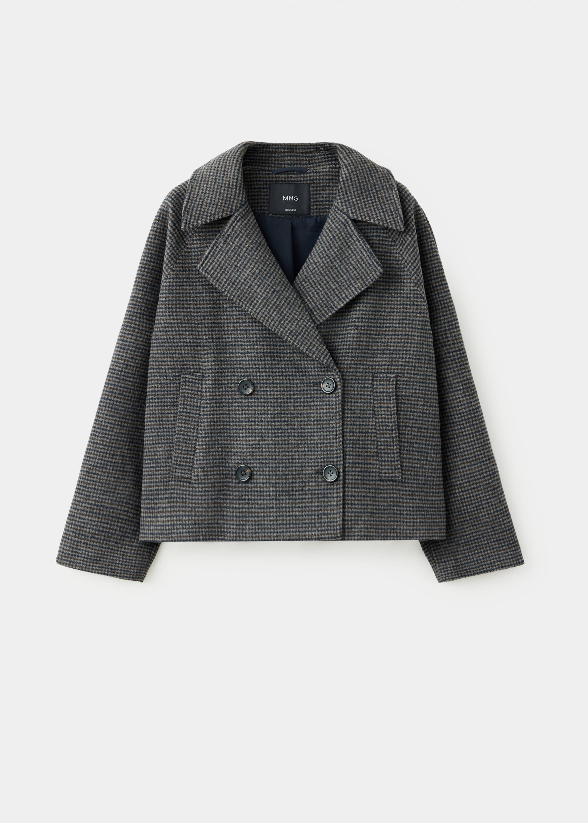 Short houndstooth double-breasted coat - Article without model, Sand. Ref: 37036321-00.