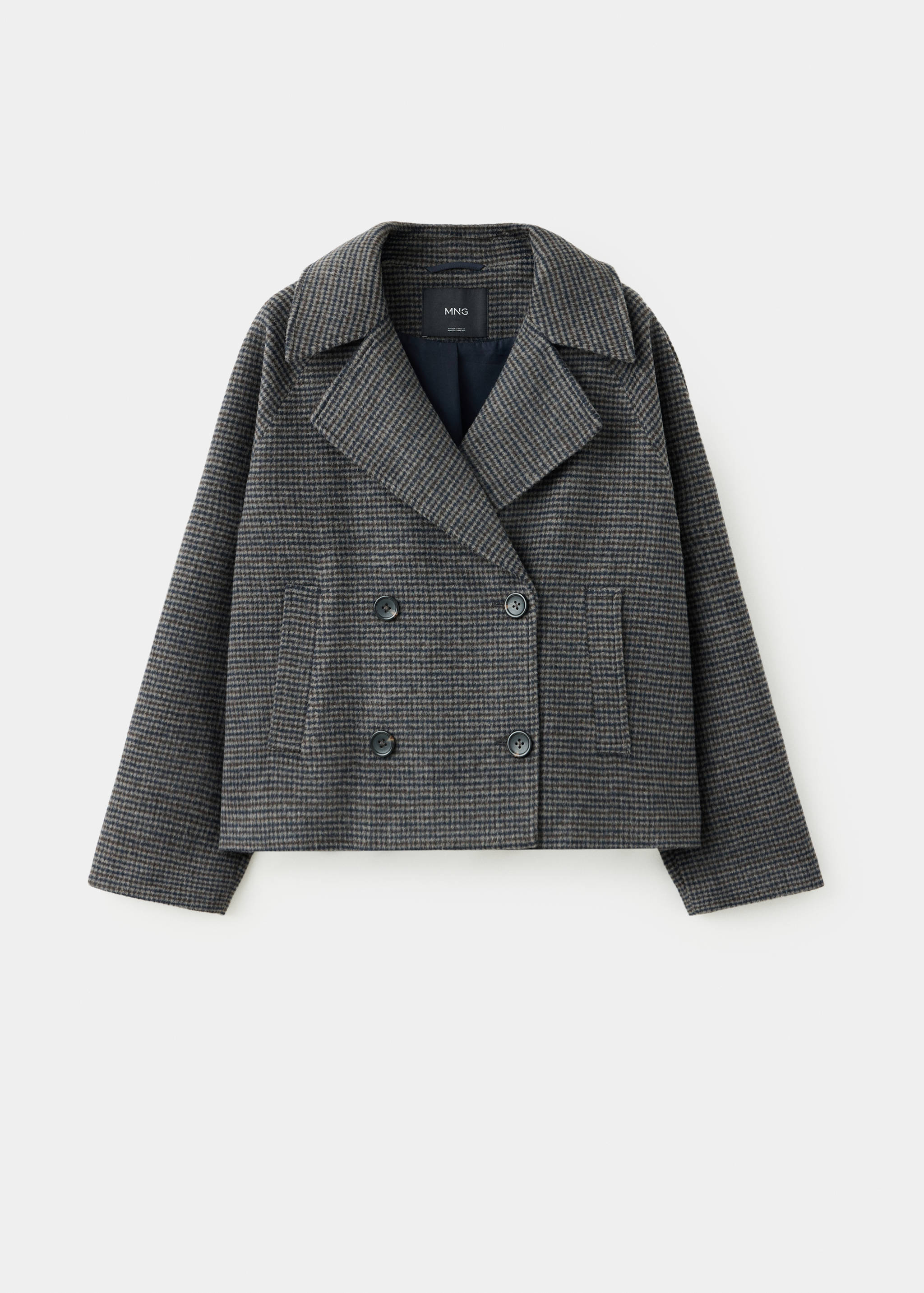 Short houndstooth double-breasted coat - Article without model