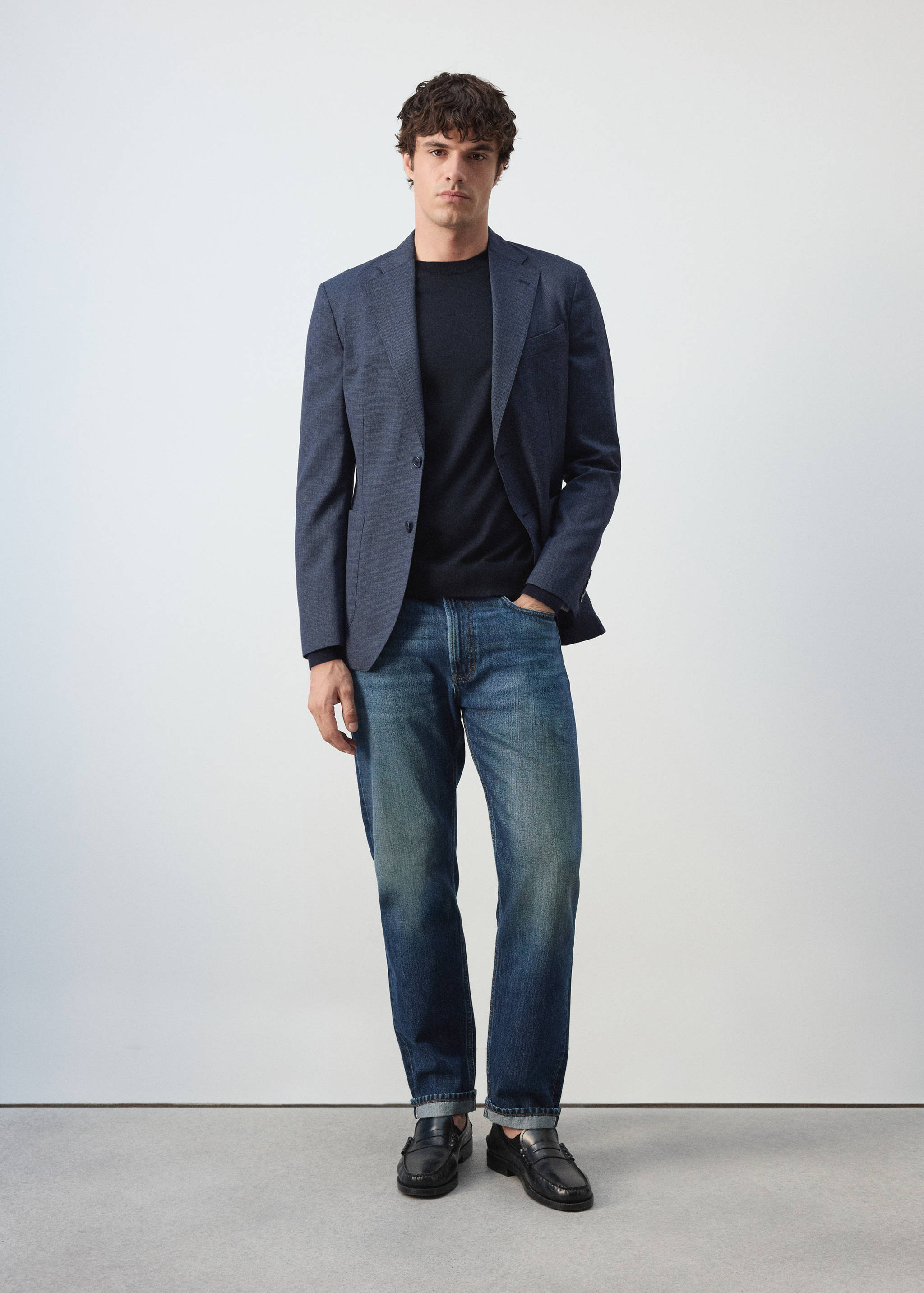 Slim fit wool blend blazer - General plane