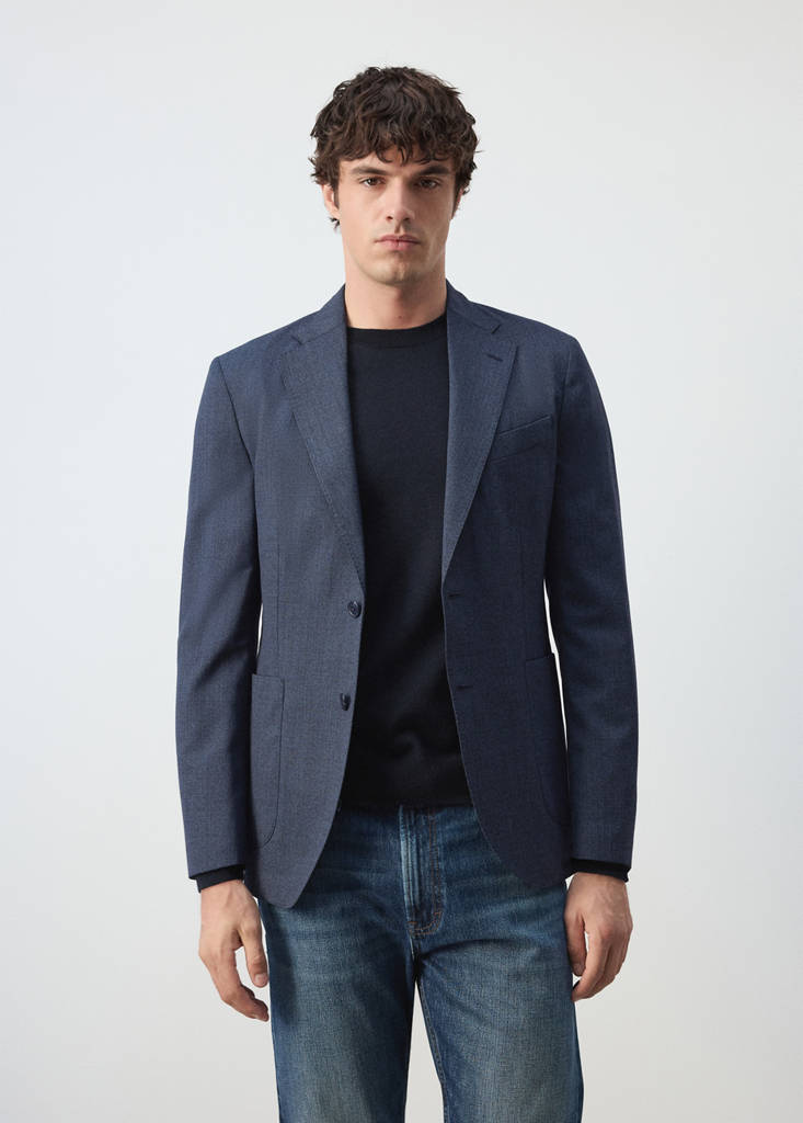 Slim fit wool blend blazer — Navy