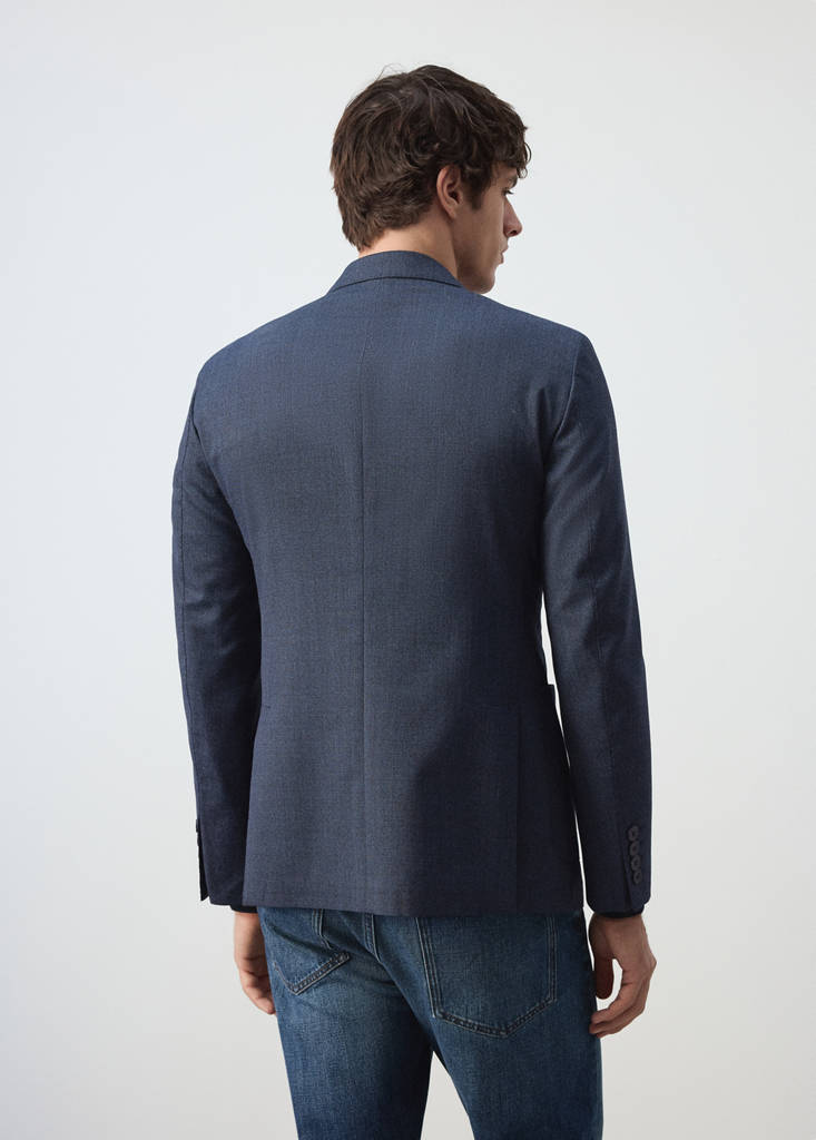 Slim fit wool blend blazer — Navy