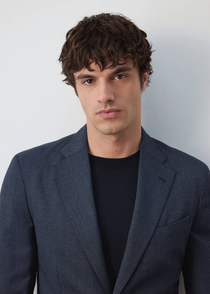 Slim fit wool blend blazer — Navy
