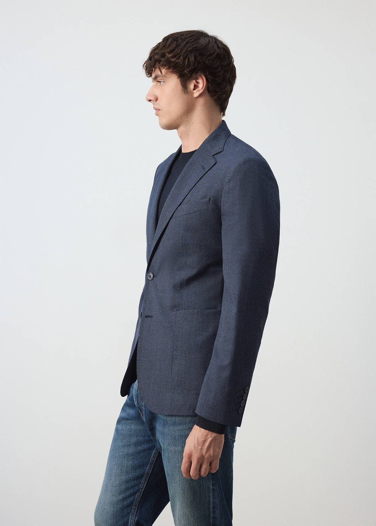 Slim fit wool blend blazer — Navy