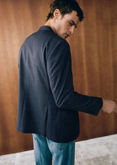 Slim fit wool blend blazer — Navy 7