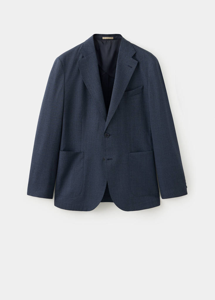 Slim fit wool blend blazer — Navy