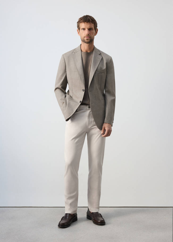 Slim fit wool blend blazer — Beige