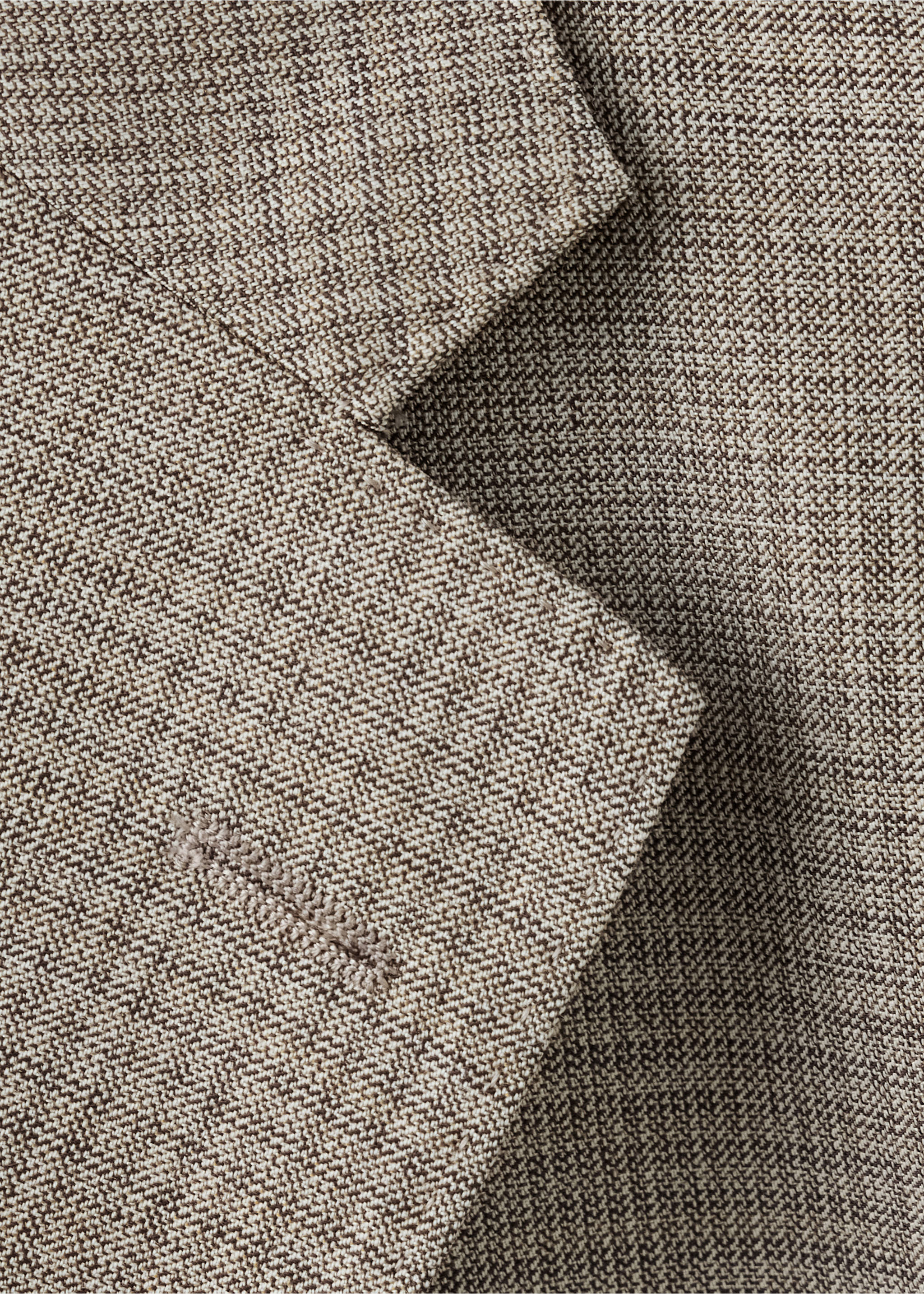 Checked wool blend slim-fit blazer - Details of the article 8, Beige. Ref: 37036324-00.