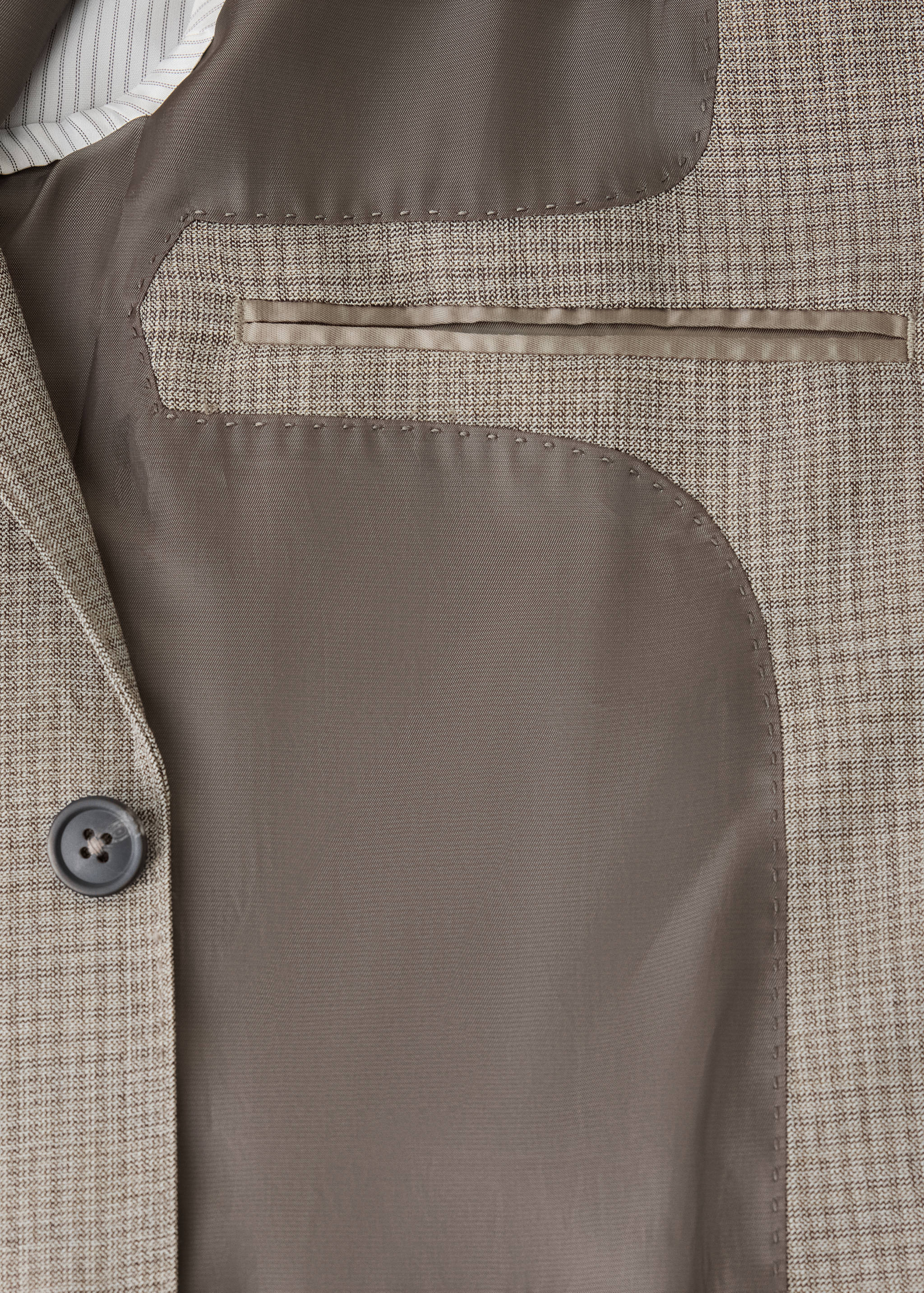 Checked wool blend slim-fit blazer - Details of the article 0