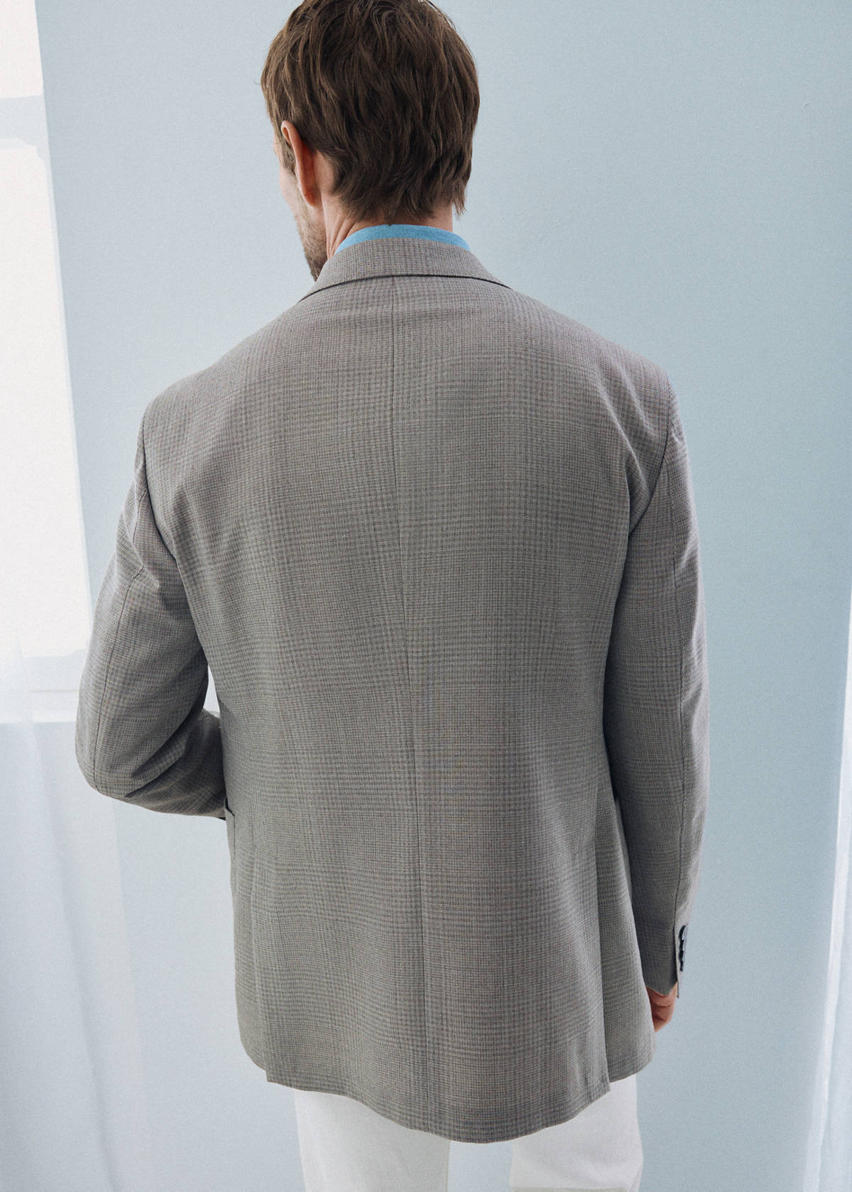 Slim fit wool blend blazer — Beige