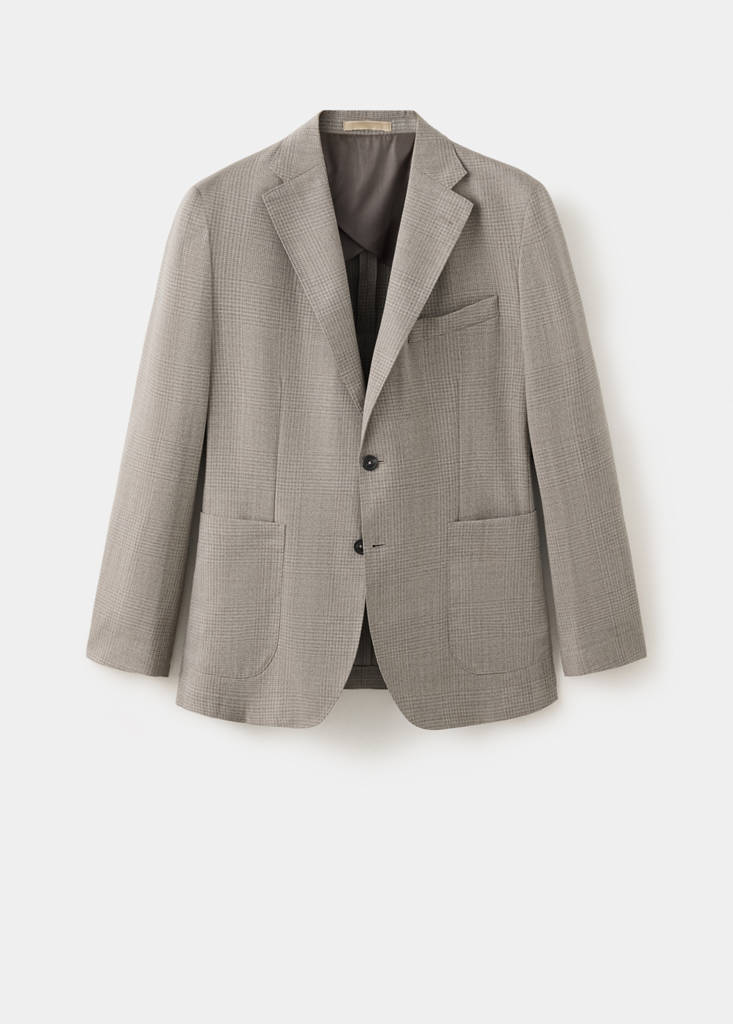 Slim fit wool blend blazer — Beige