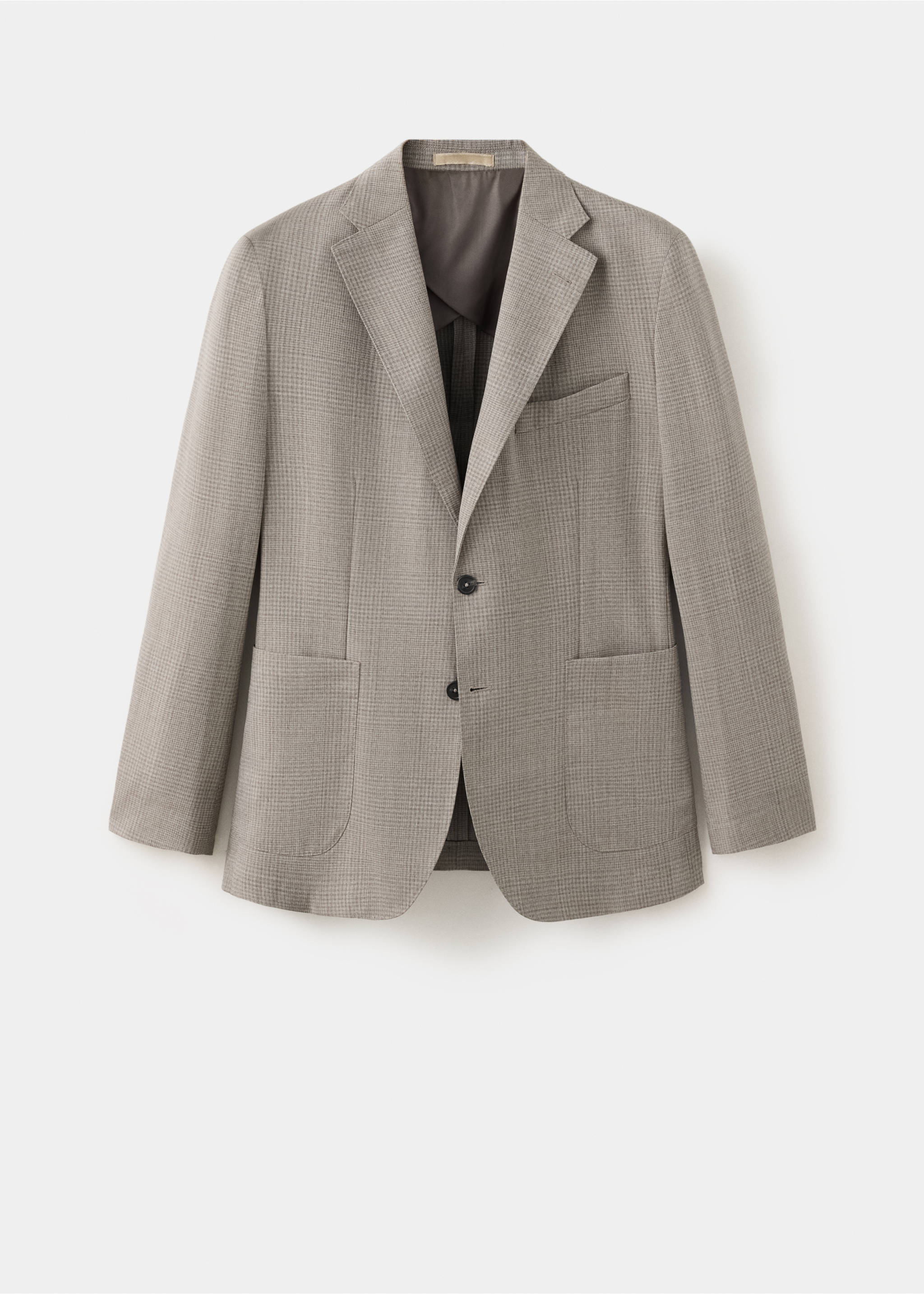 Checked wool blend slim-fit blazer - Article without model, Beige. Ref: 37036324-00.