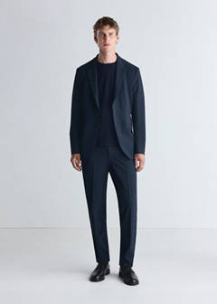 Thermoregulating slim fit suit trousers — Blue 2
