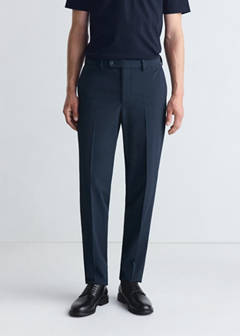 Thermoregulating slim fit suit trousers — Blue 1