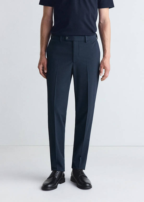 Thermoregulating slim fit suit trousers — Blue
