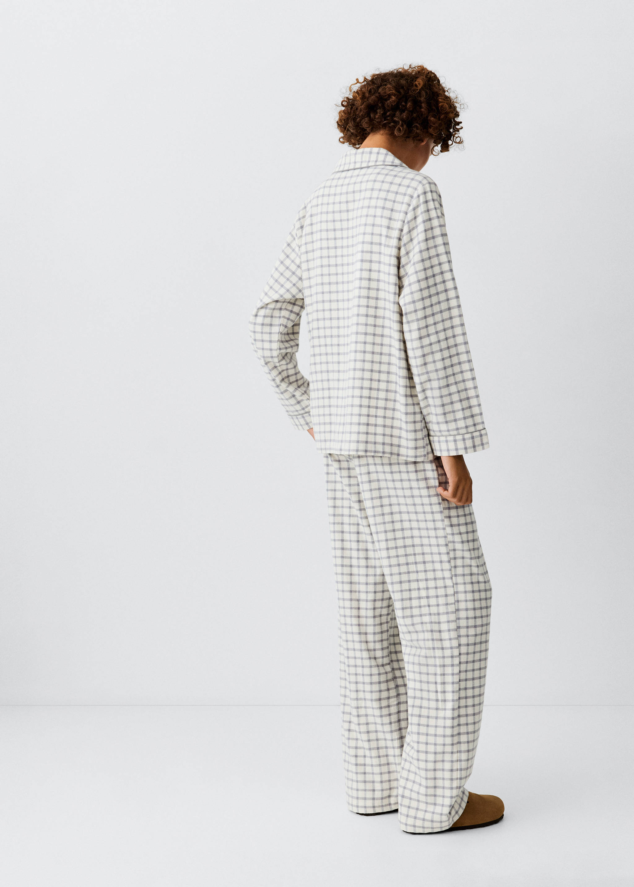 Checked cotton pyjamas with contrast piping - Reverse of the article