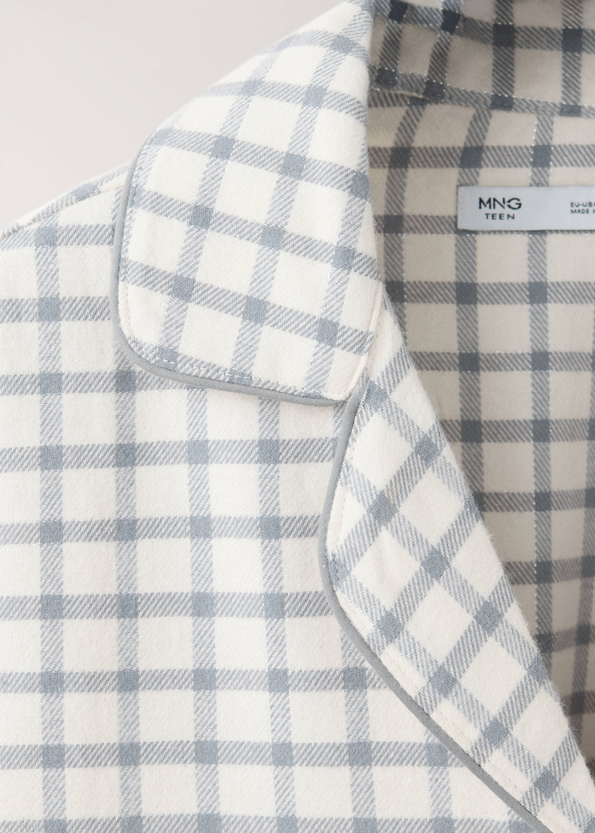 Checked cotton pyjamas with contrast piping - Details of the article 8