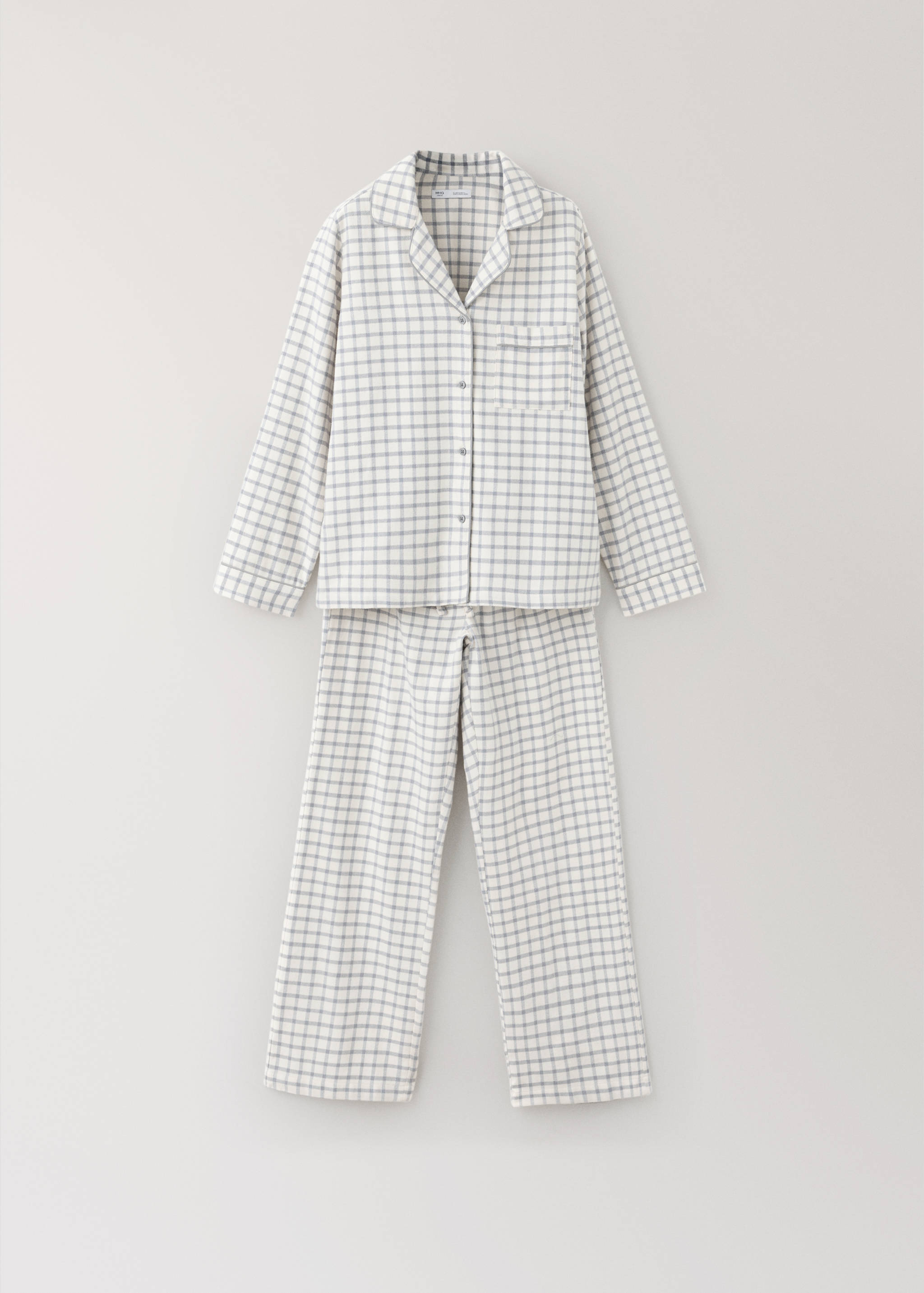 Checked cotton pyjamas with contrast piping - Article without model