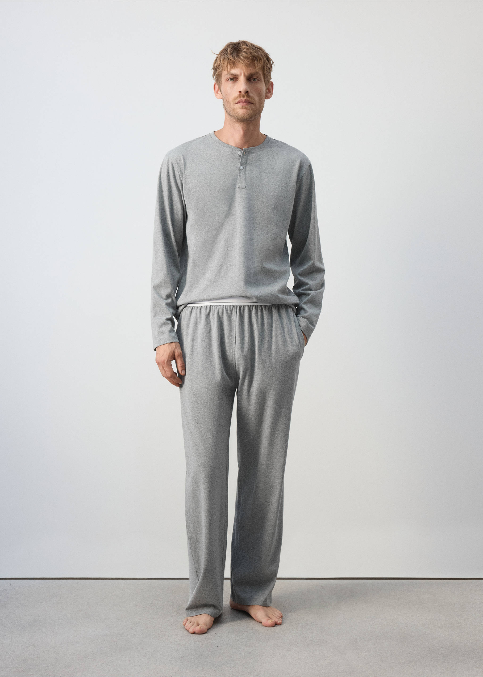 Long cotton pyjama pack - General plane, Grey. Ref: 37036327-00.