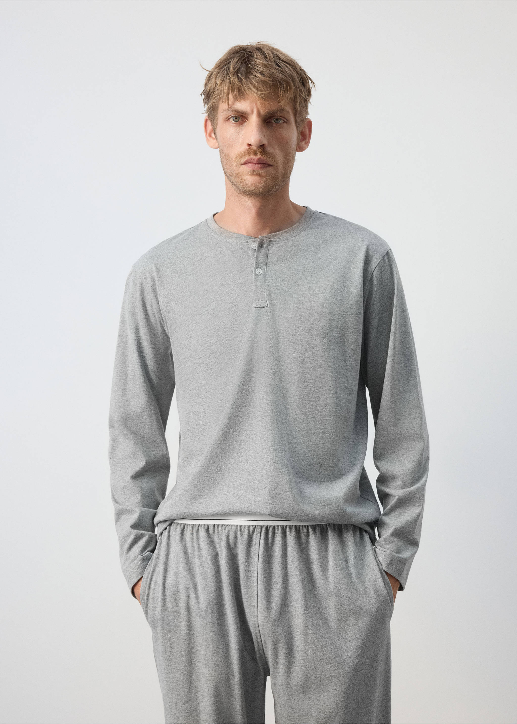 Long cotton pyjama pack - Medium plane, Grey. Ref: 37036327-00.