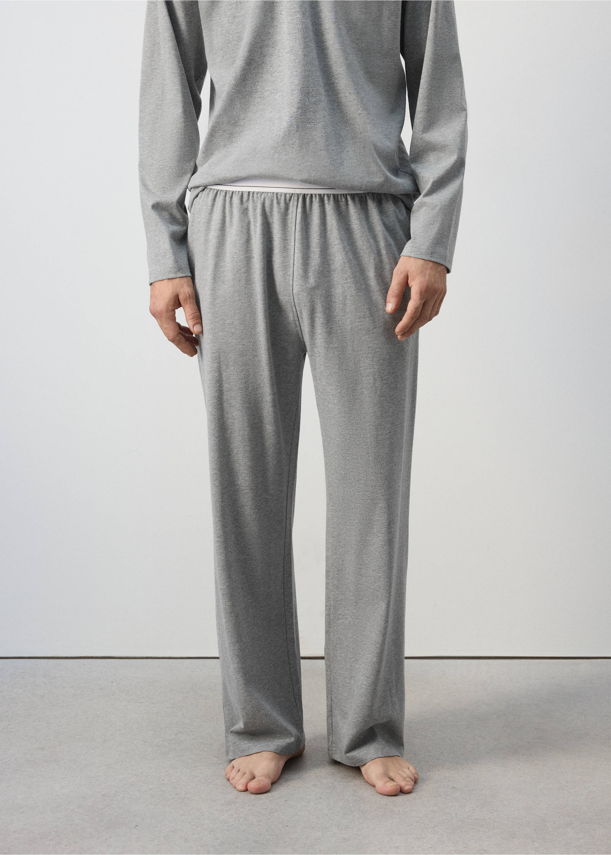 Long cotton pyjama pack - Reverse of the article, Grey. Ref: 37036327-00.