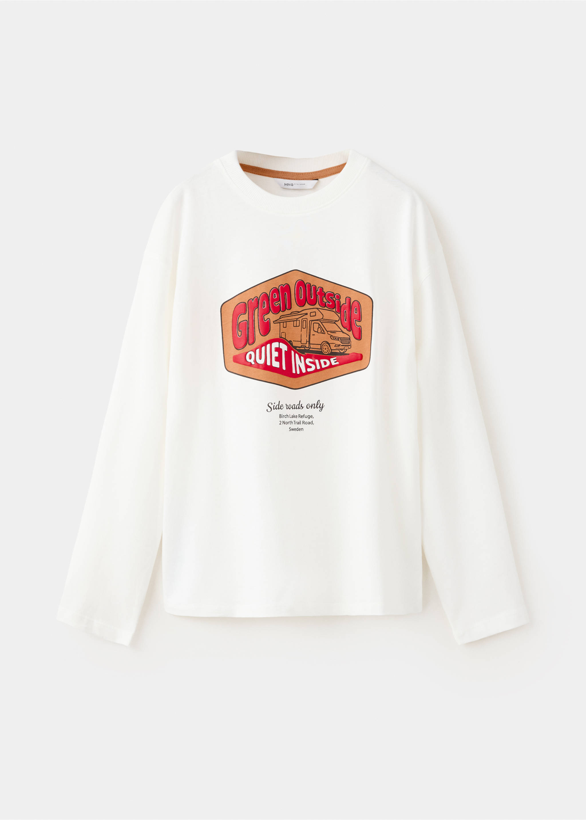 Printed long sleeve t-shirt - Article without model, Off White. Ref: 37036329-00.