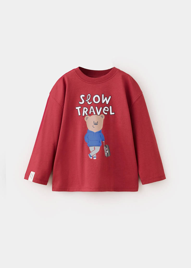 Printed long sleeve t-shirt — Maroon