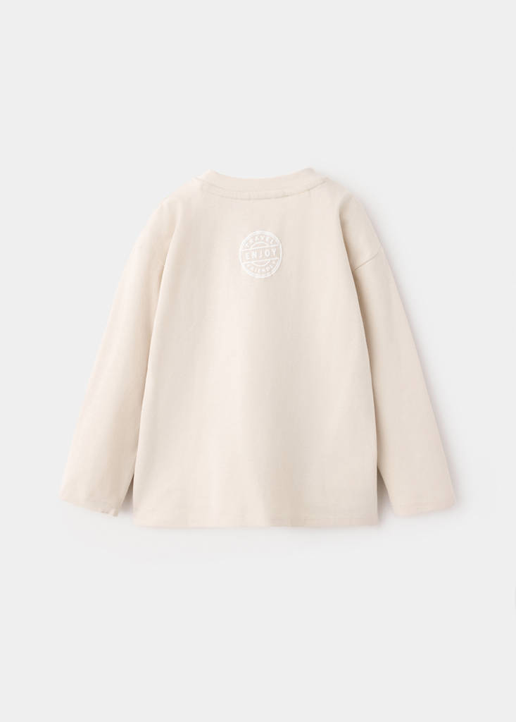 Printed cotton sweatshirt — Sand
