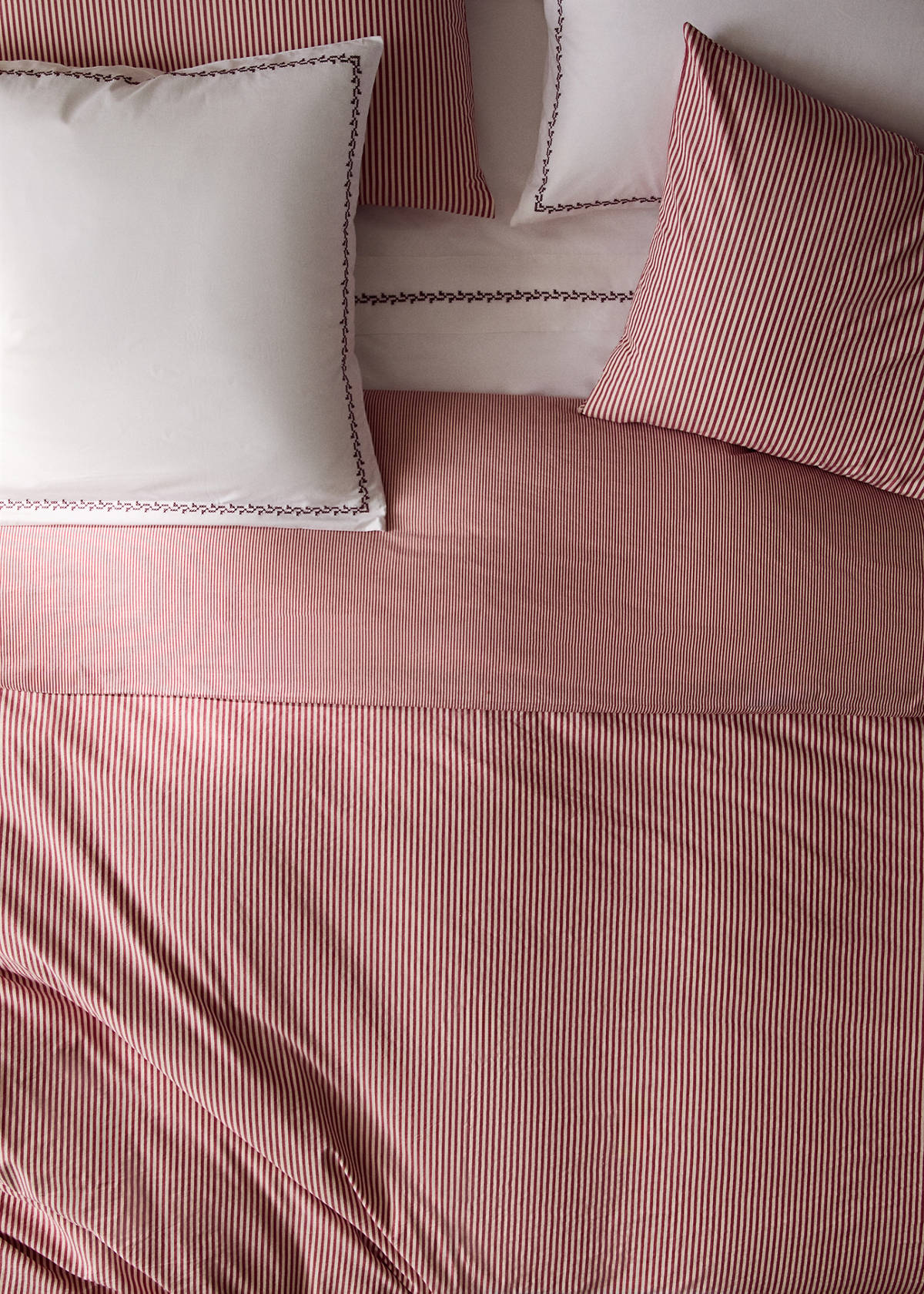 Striped cotton duvet cover Superking bed — Red