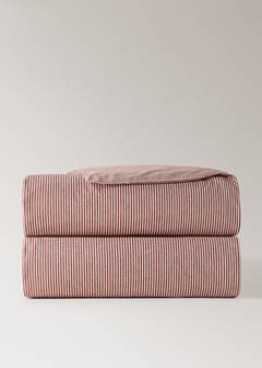 Striped cotton duvet cover Superking bed — Red 4