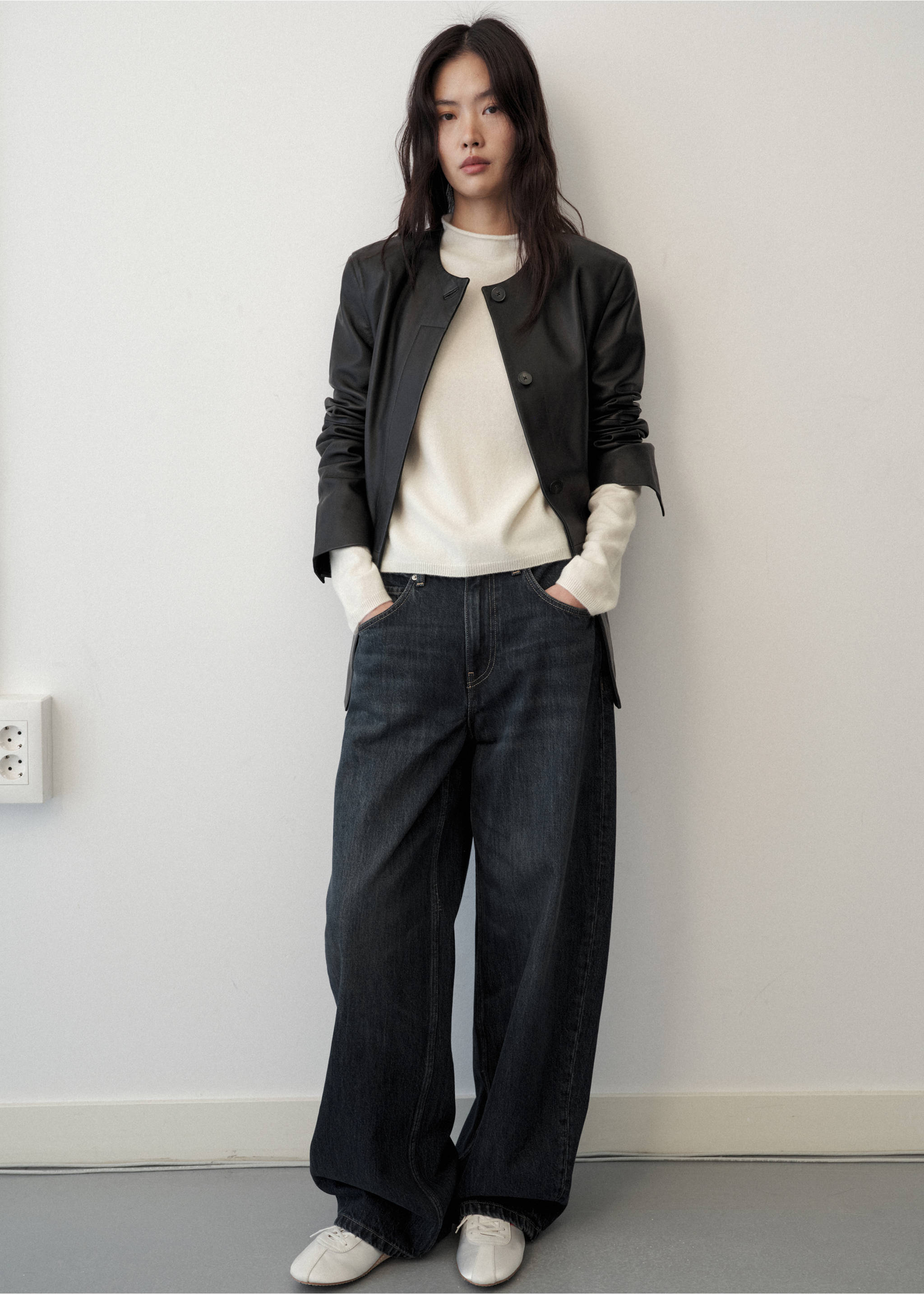 100% cashmere sweater with perkins neck - General plane, Ecru. Ref: 37036336-00.