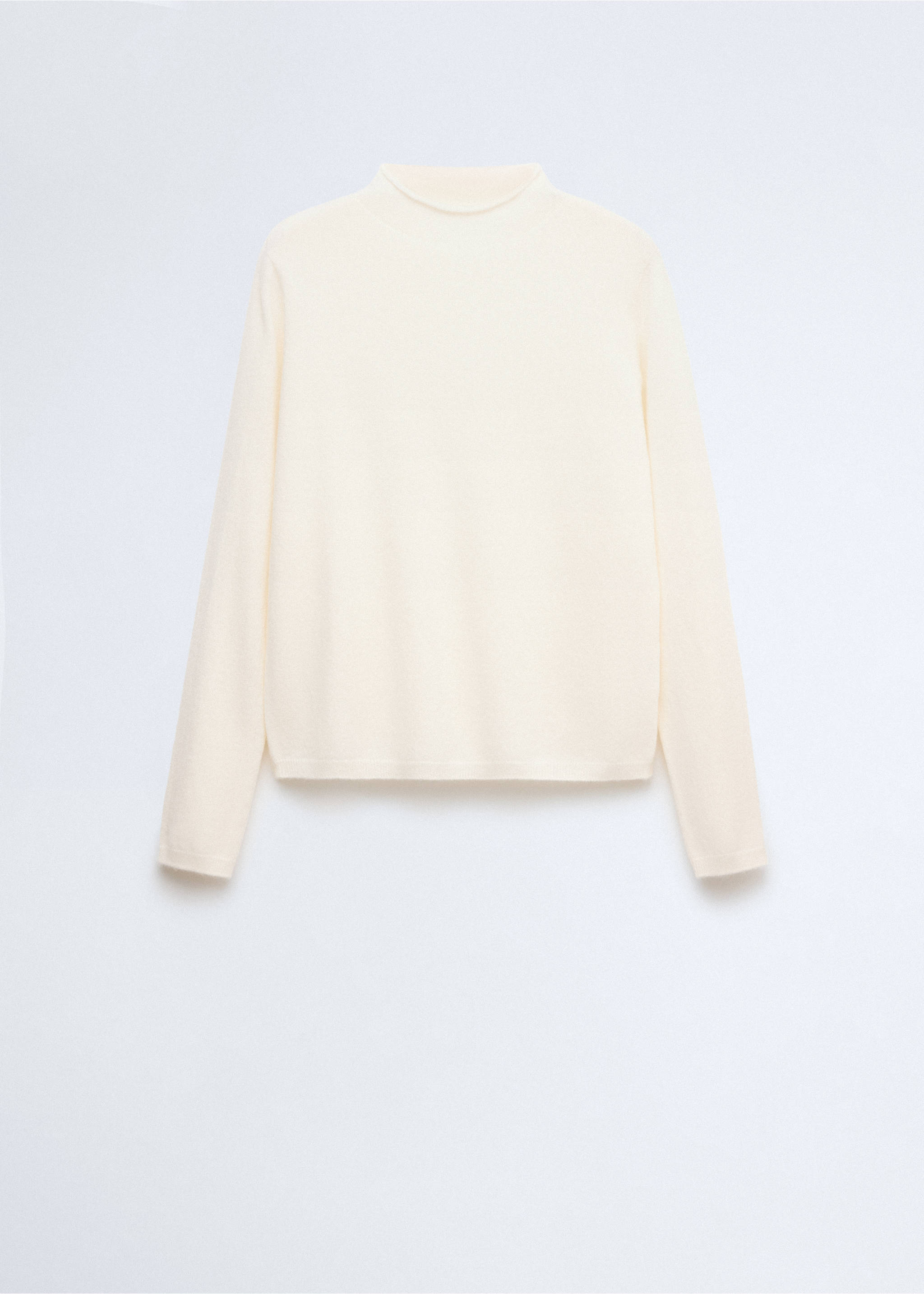 100% cashmere sweater with perkins neck - Article without model, Ecru. Ref: 37036336-00.