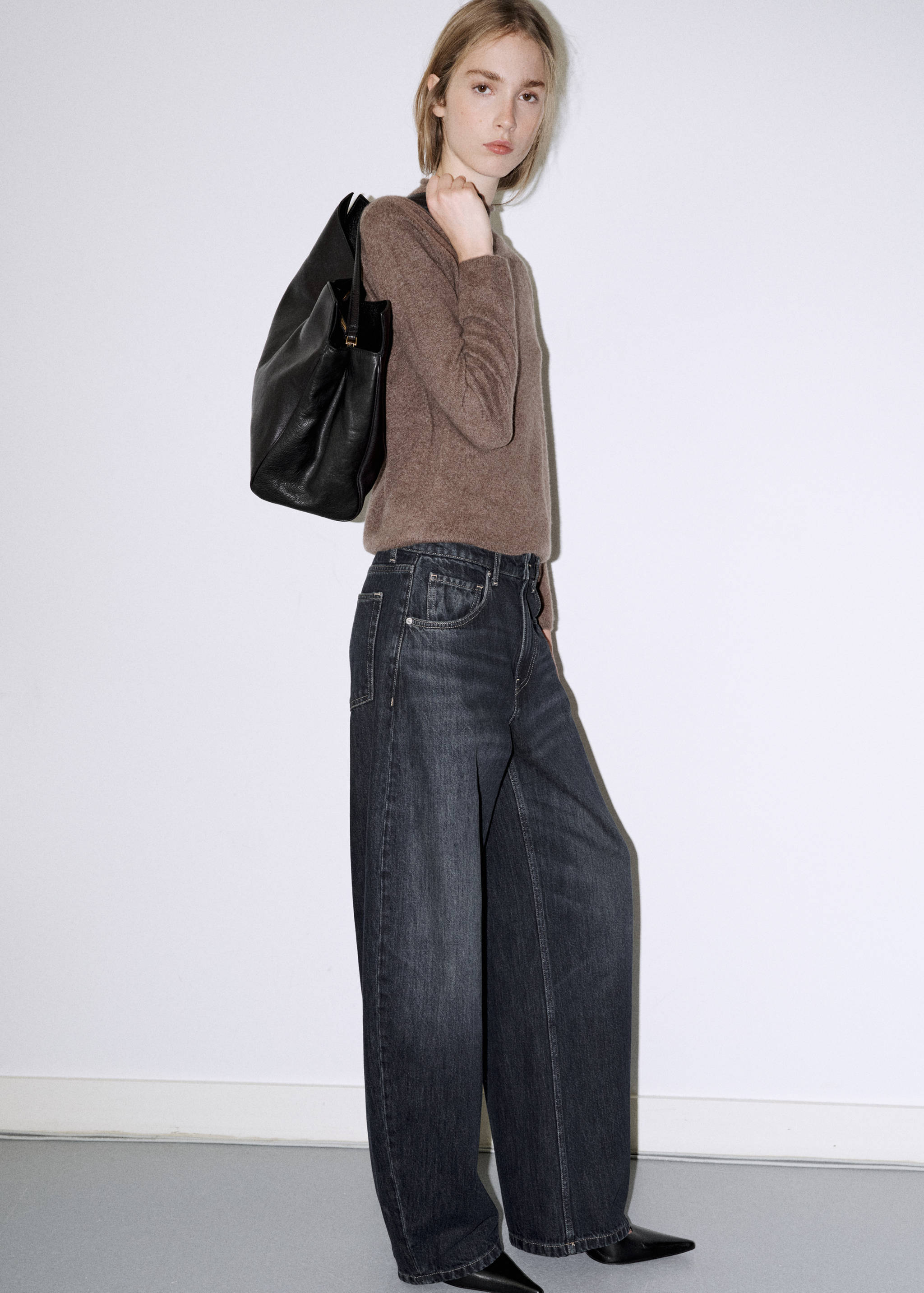 100% cashmere sweater with perkins neck - General plane