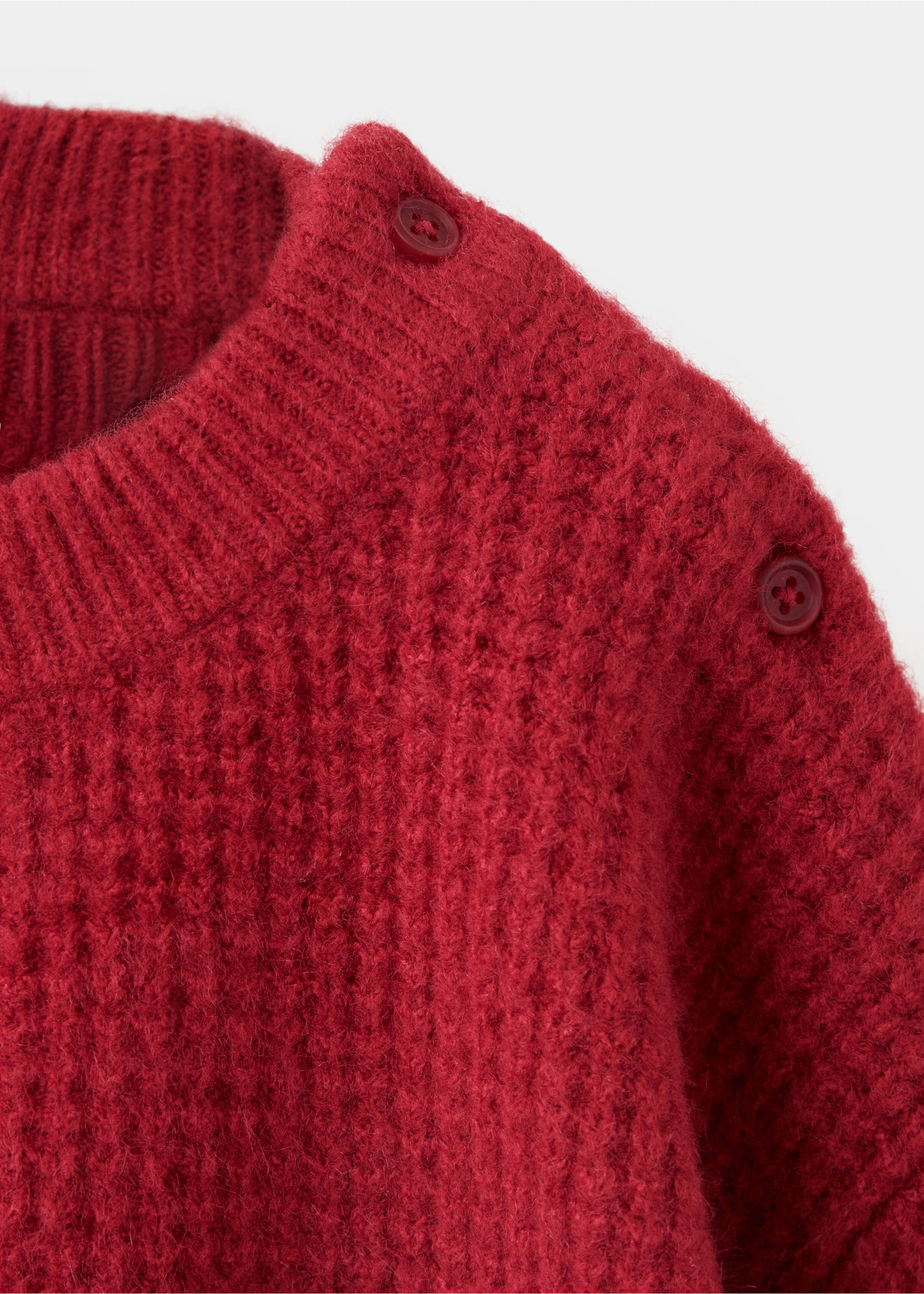 Textured knit sweater - Details of the article 8, Red. Ref: 37036337-00.