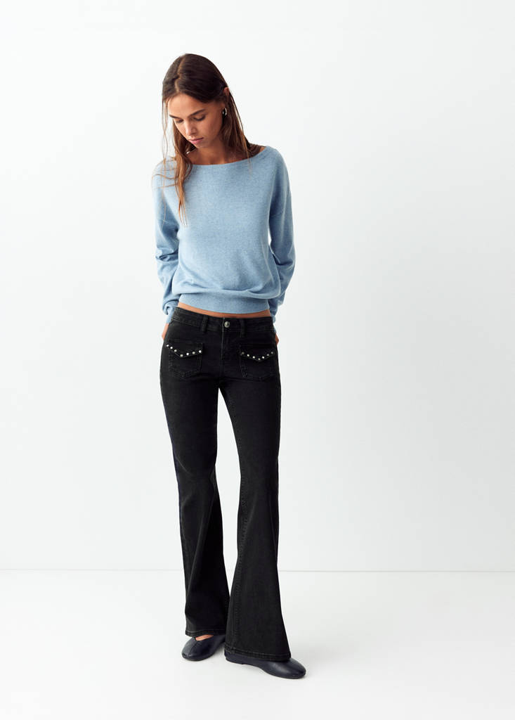 Flared jeans with studs — Black denim