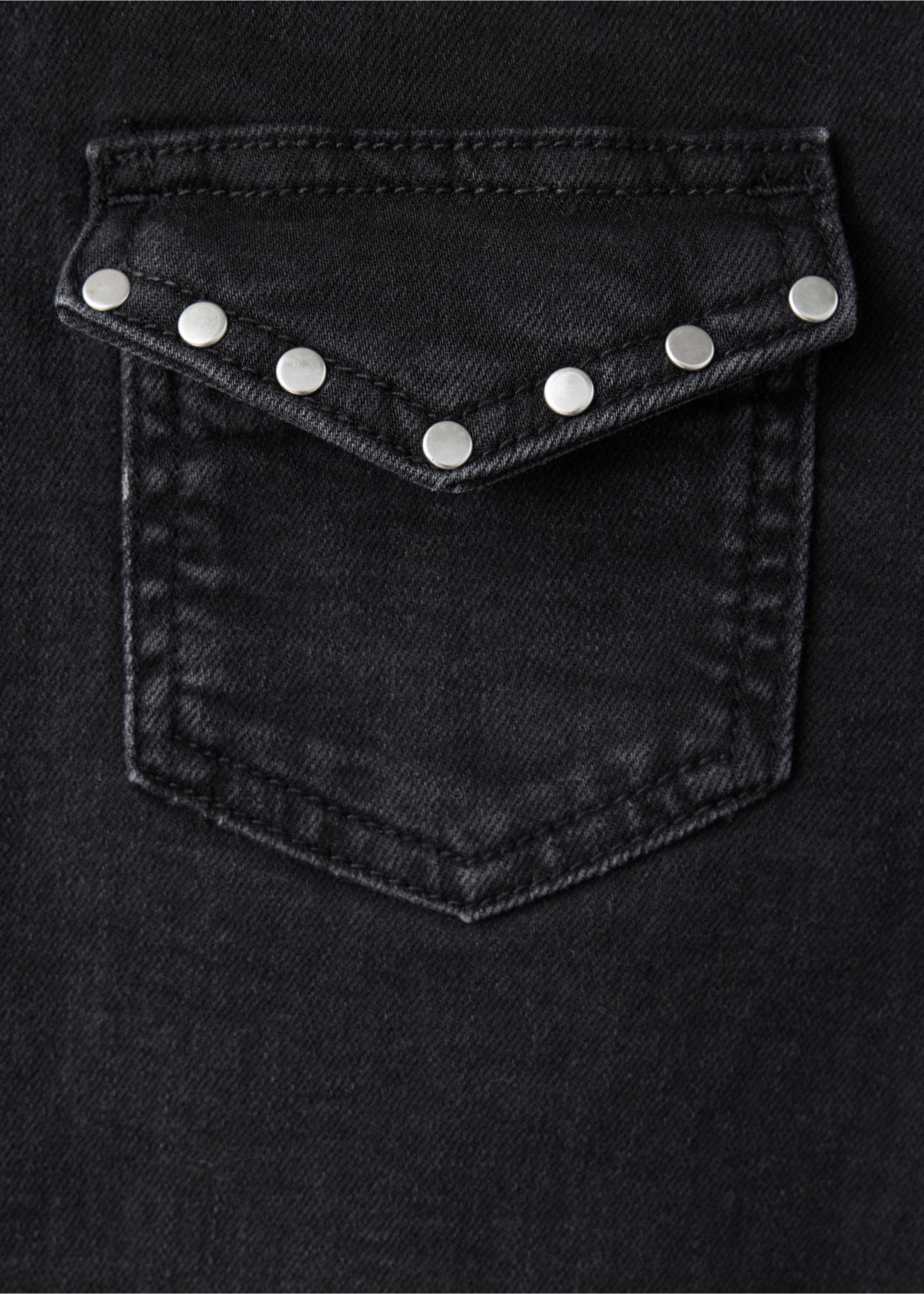 Flared jeans with studs - Details of the article 0, Black denim. Ref: 37036342-00.