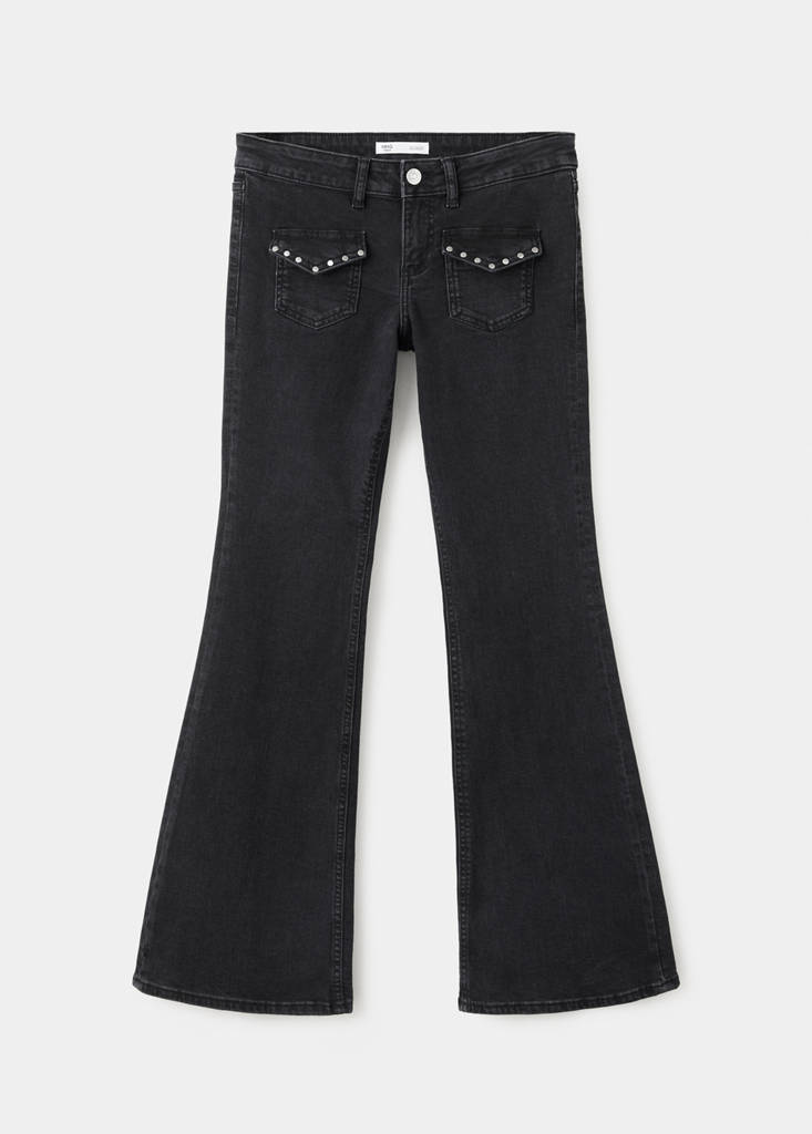 Flared jeans with studs — Black denim
