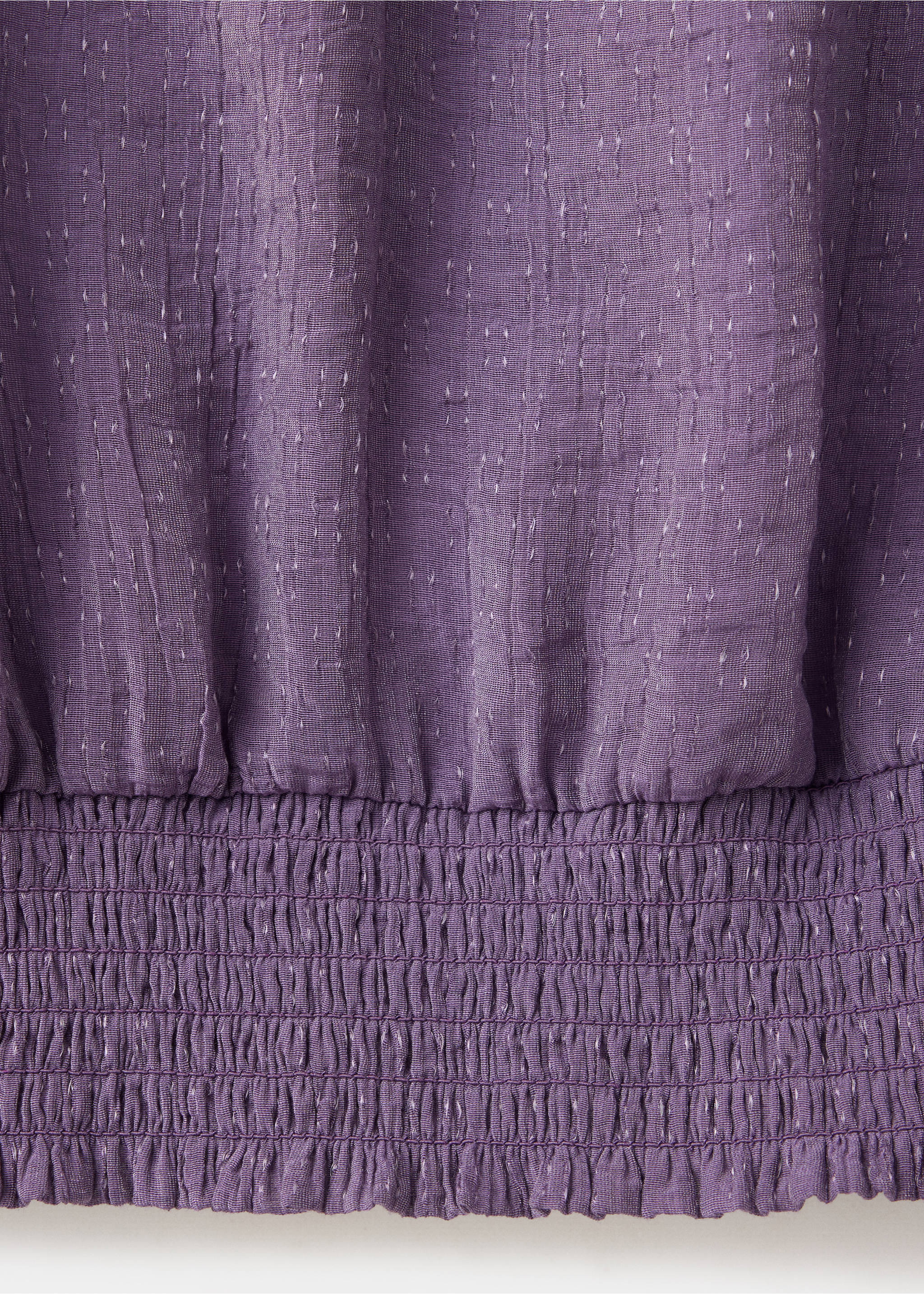 Cropped blouse with smocked detail - Details of the article 8, Lilac. Ref: 37036343-00.