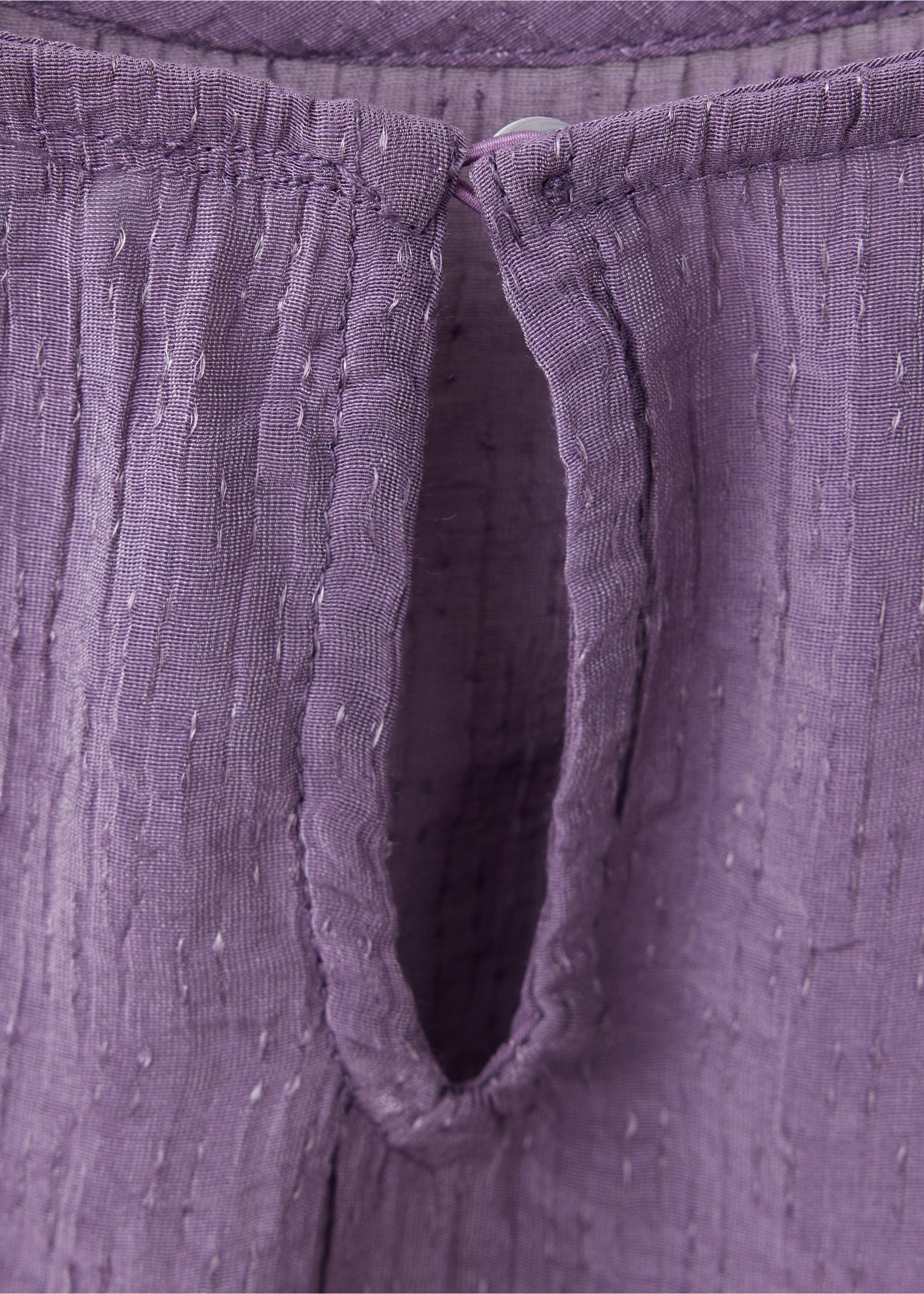 Cropped blouse with smocked detail - Details of the article 0, Lilac. Ref: 37036343-00.