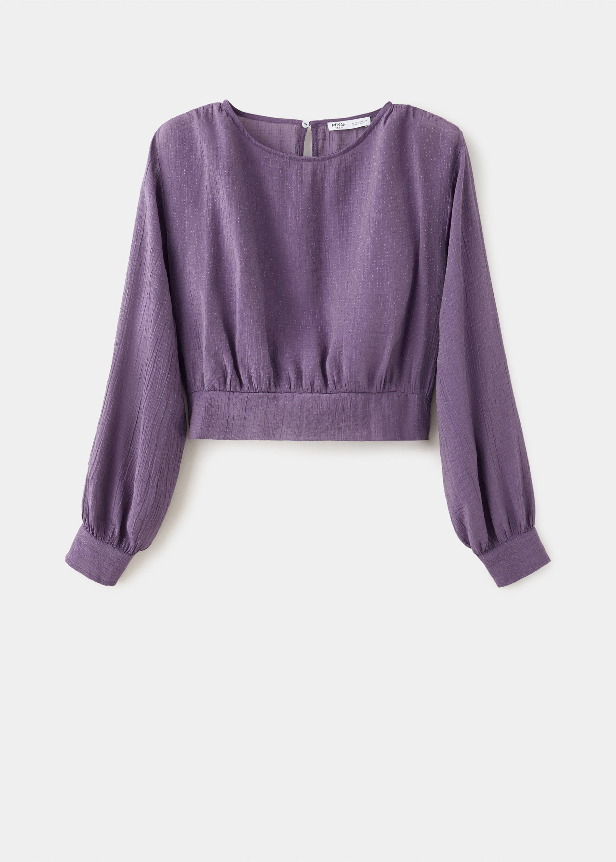 Cropped blouse with smocked detail - Article without model, Lilac. Ref: 37036343-00.
