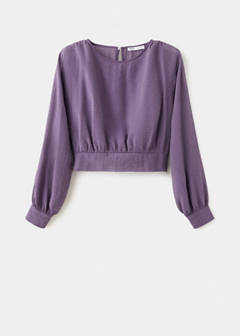 Textured cropped blouse — Lilac 5