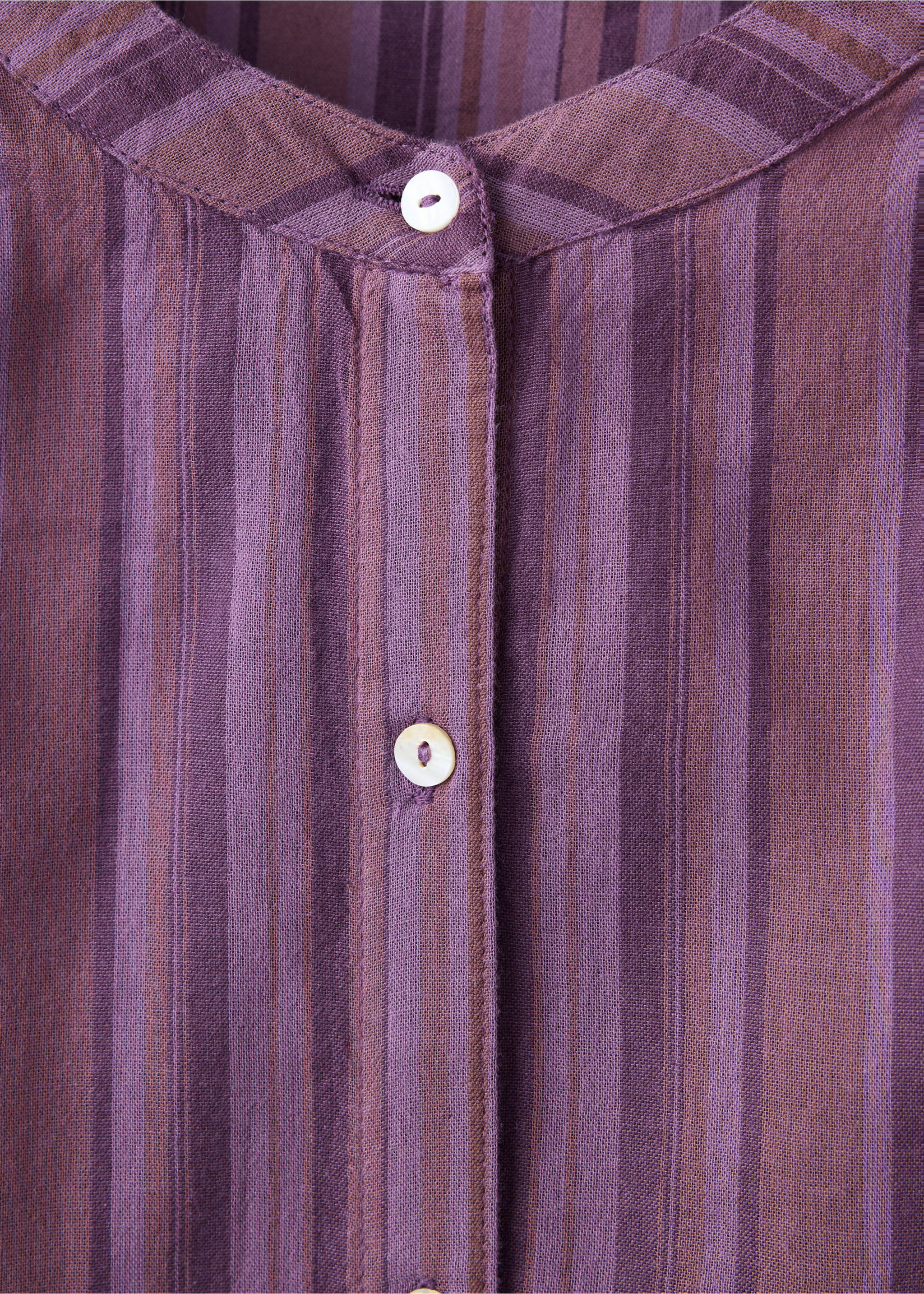 بلوزة قطن مخططة بتفصيل مجعّد - تفاصيل المنتج 8, أرجواني. Ref: 37036344-00.