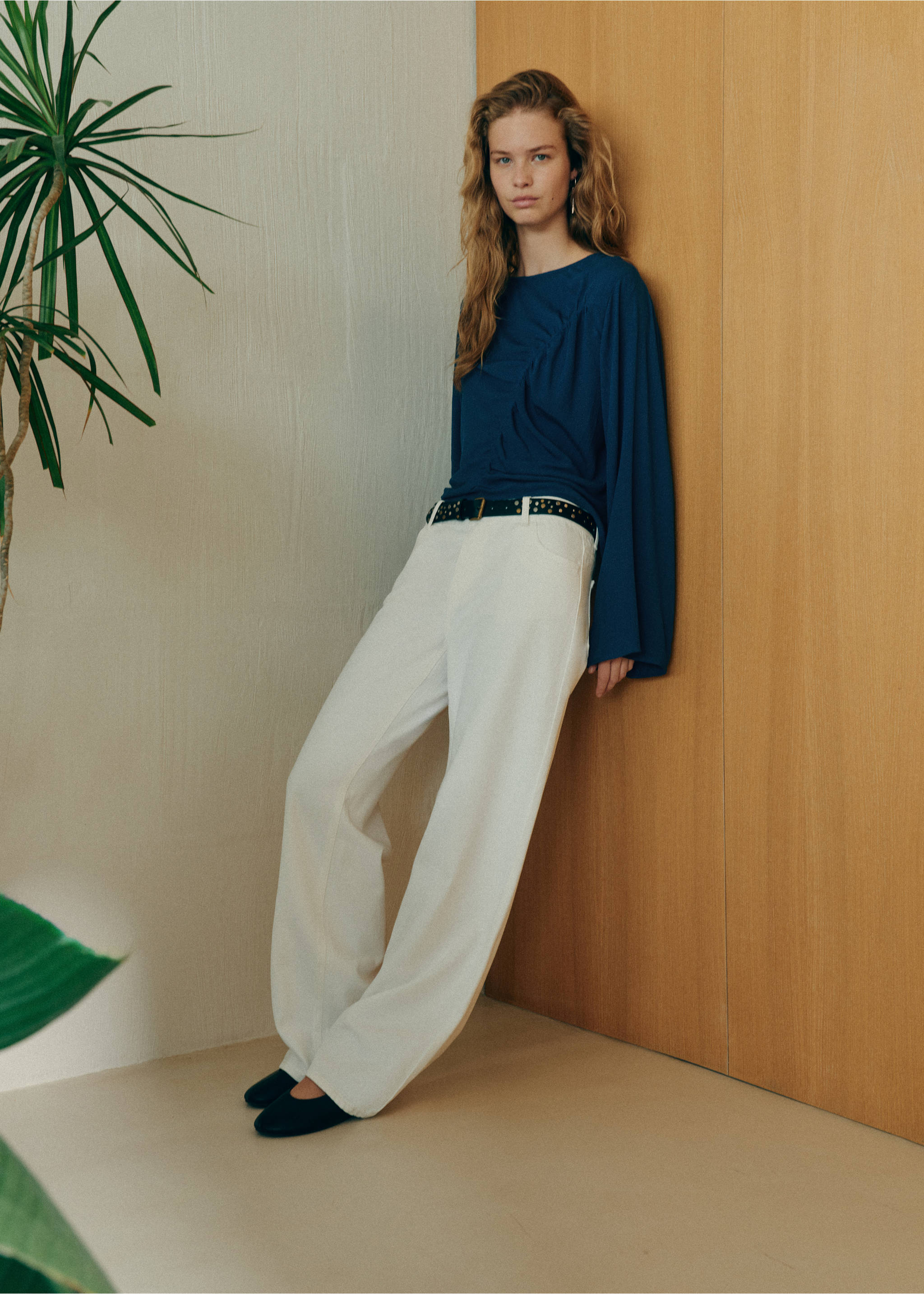 Flowy blouse with gathered detail - General plane, Petrol Blue. Ref: 37036345-00.