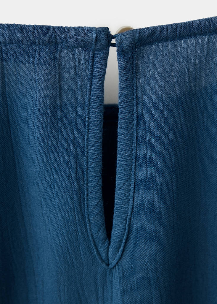 Fluid blouse with gathered detail — Petrol Blue