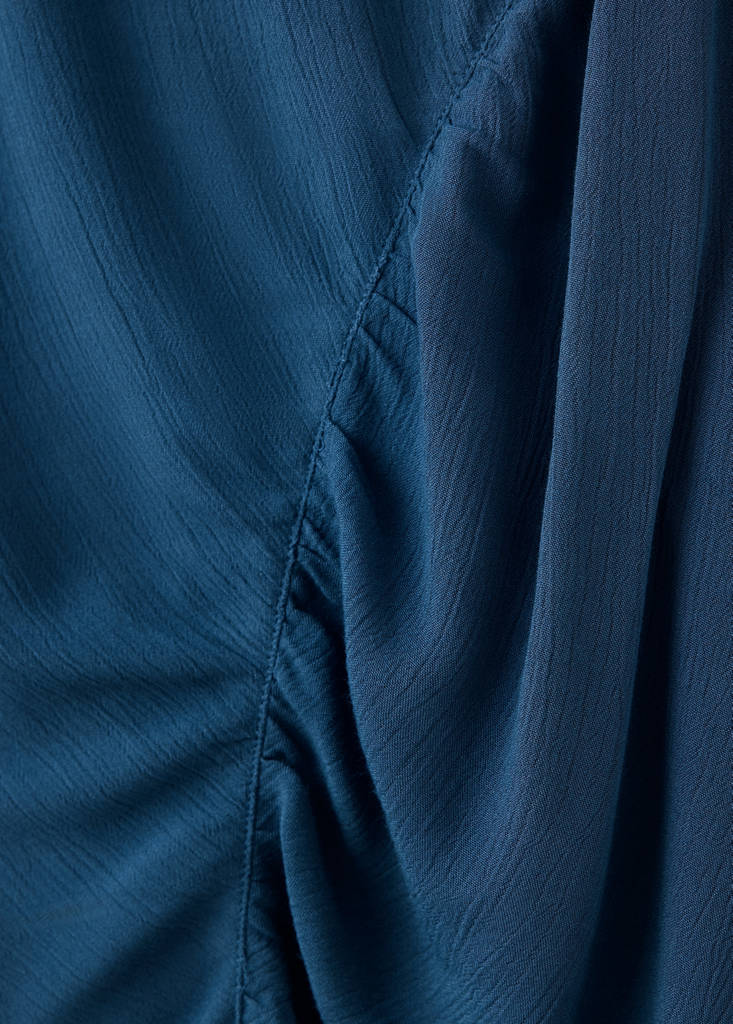 Fluid blouse with gathered detail — Petrol Blue