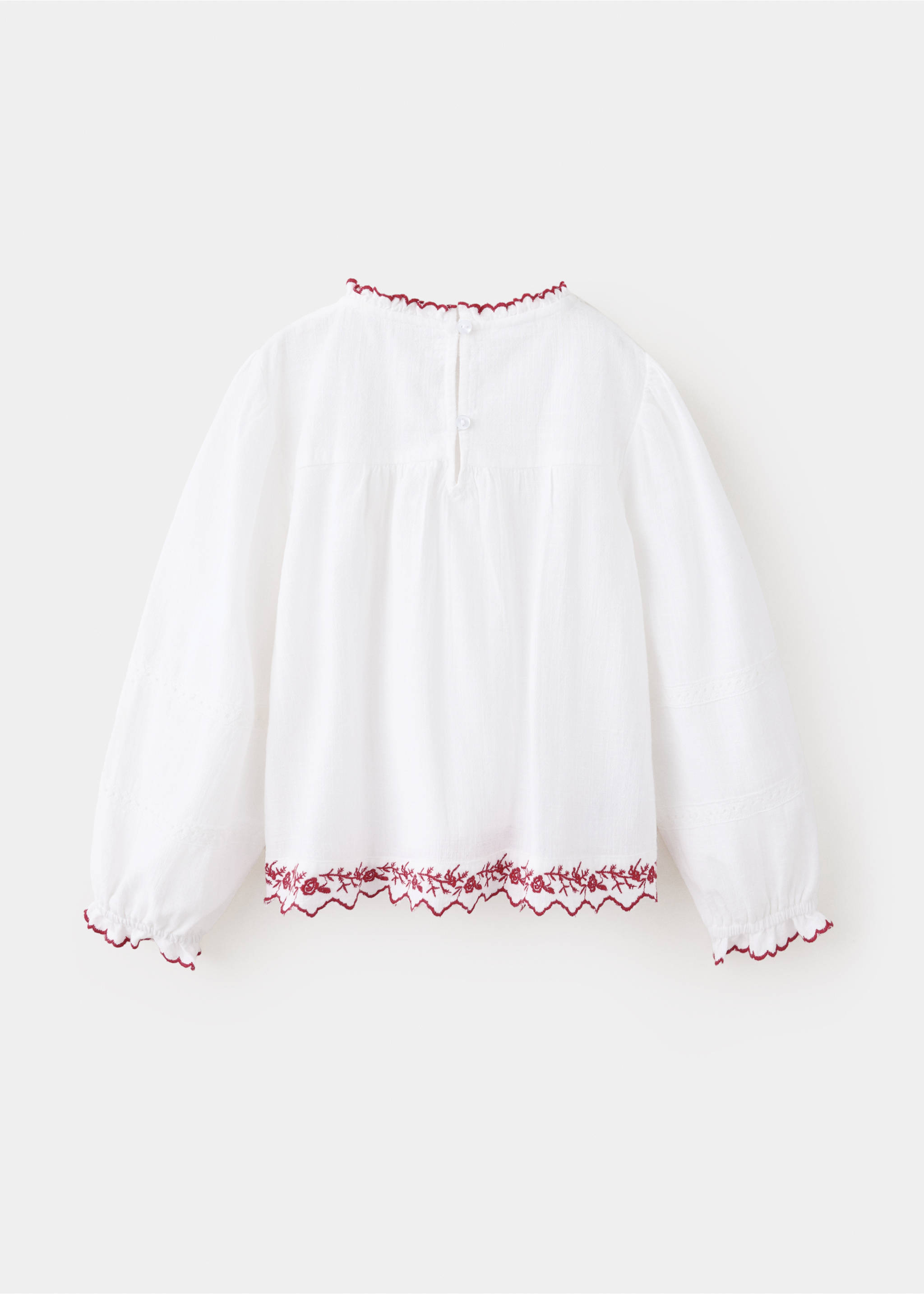 Cotton blouse with scalloped embroidered details - Reverse of the article, White. Ref: 37036346-00.