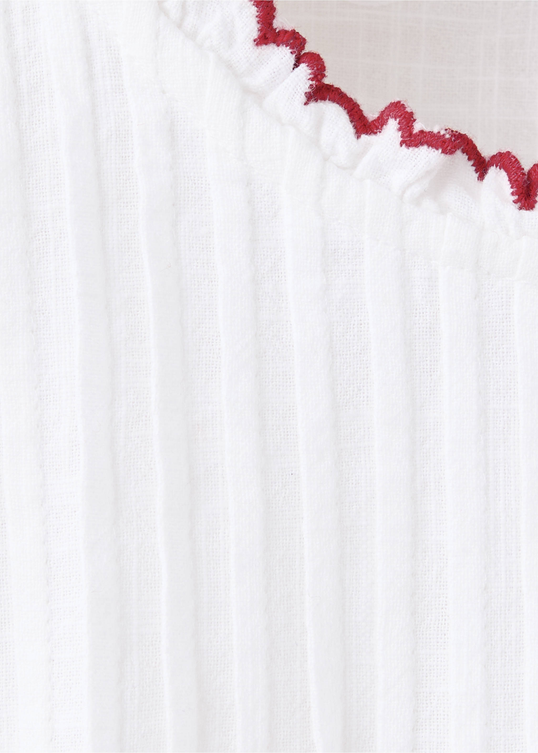 Cotton blouse with scalloped embroidered details - Details of the article 8, White. Ref: 37036346-00.