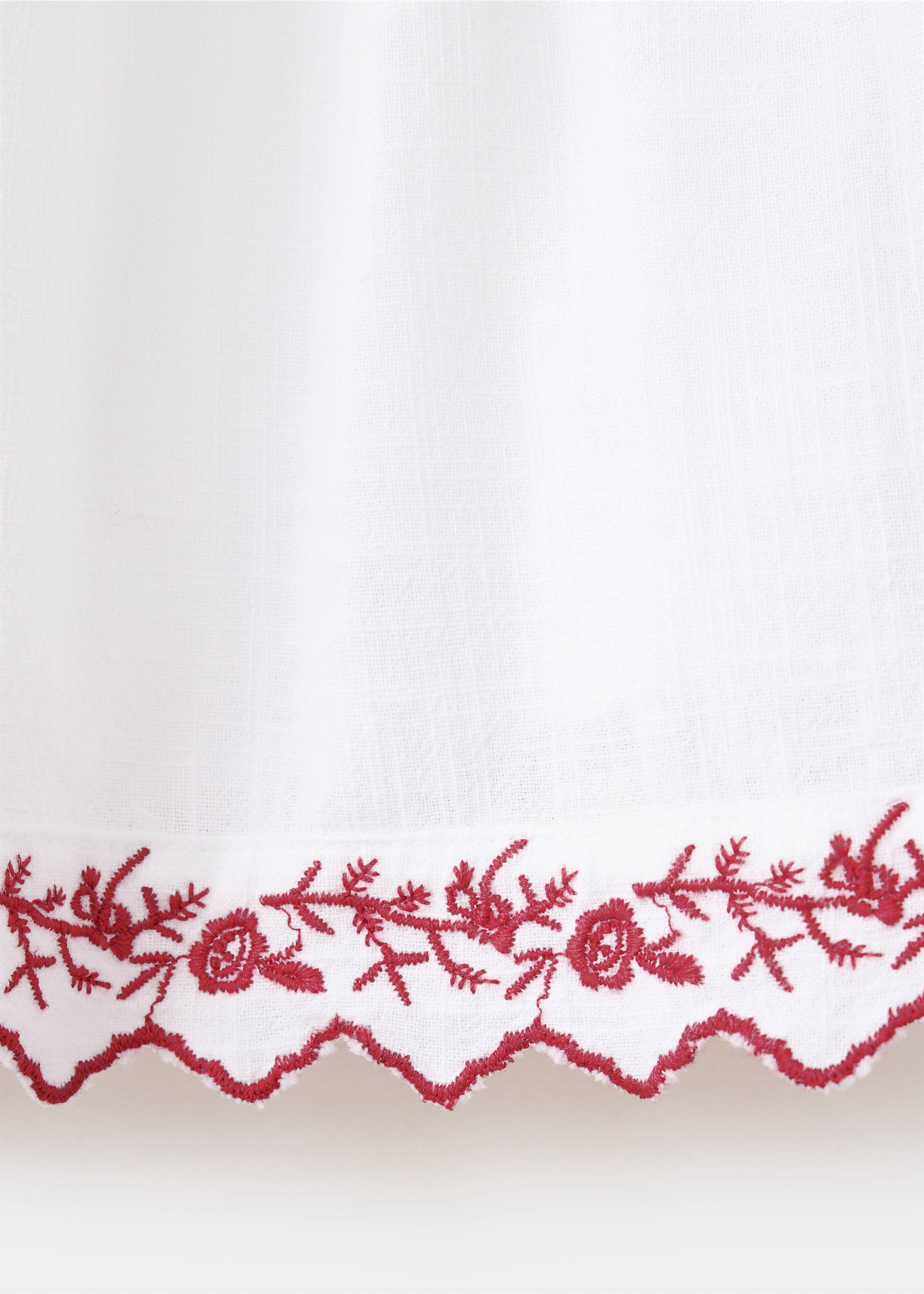 Cotton blouse with scalloped embroidered details - Details of the article 0, White. Ref: 37036346-00.