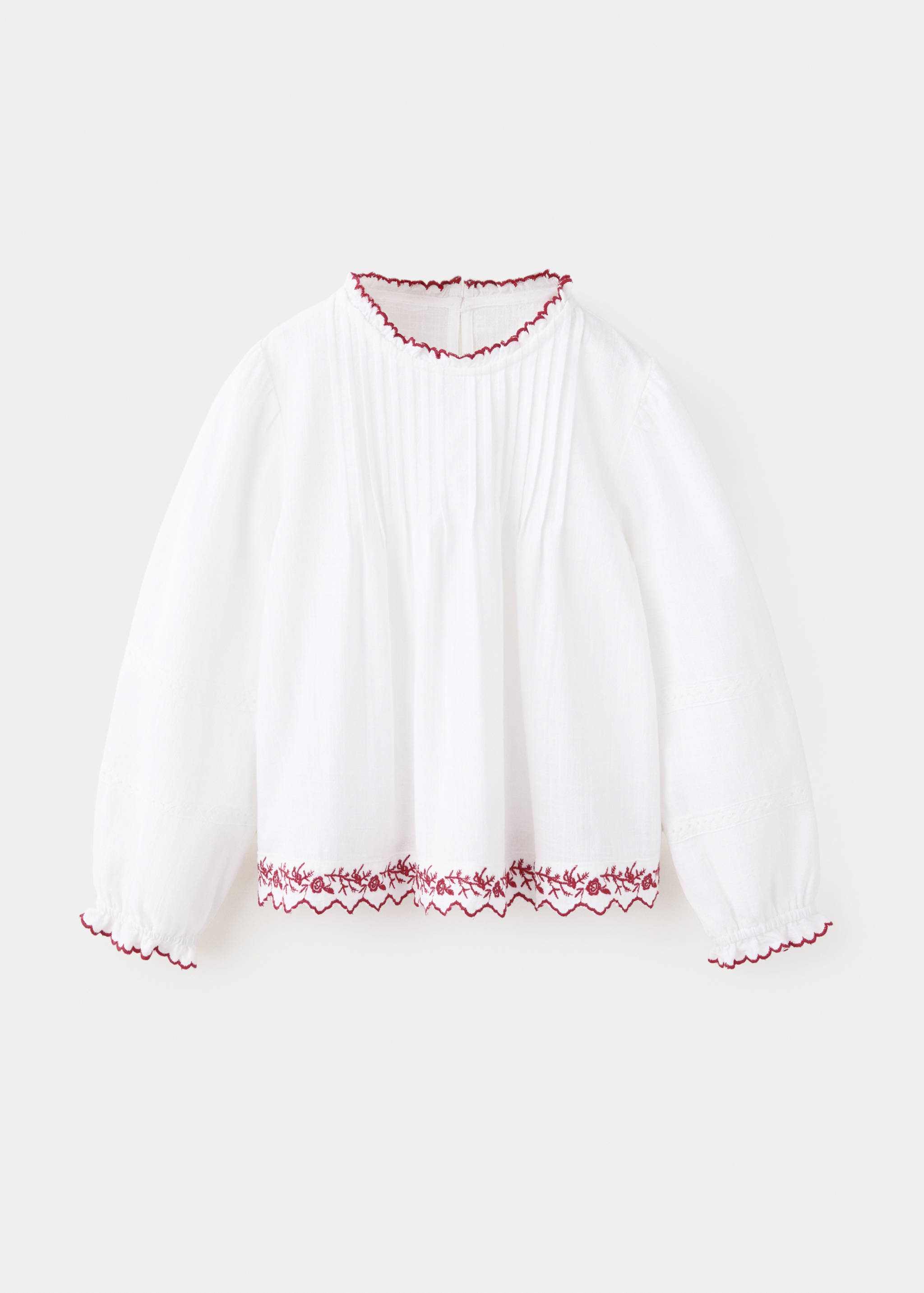 Cotton blouse with scalloped embroidered details - Article without model